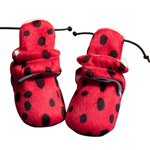 Baby Unisex Velvet Polka Dot Velcro Booties (Pink)-BT5085