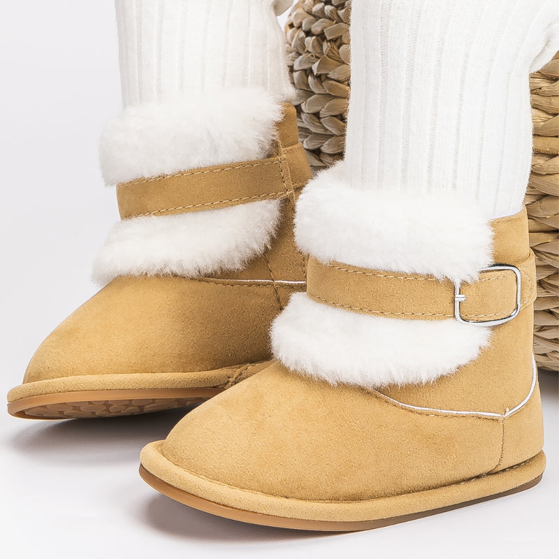 Baby Unisex Suede High Ankle Booties (Brown)-BT5091