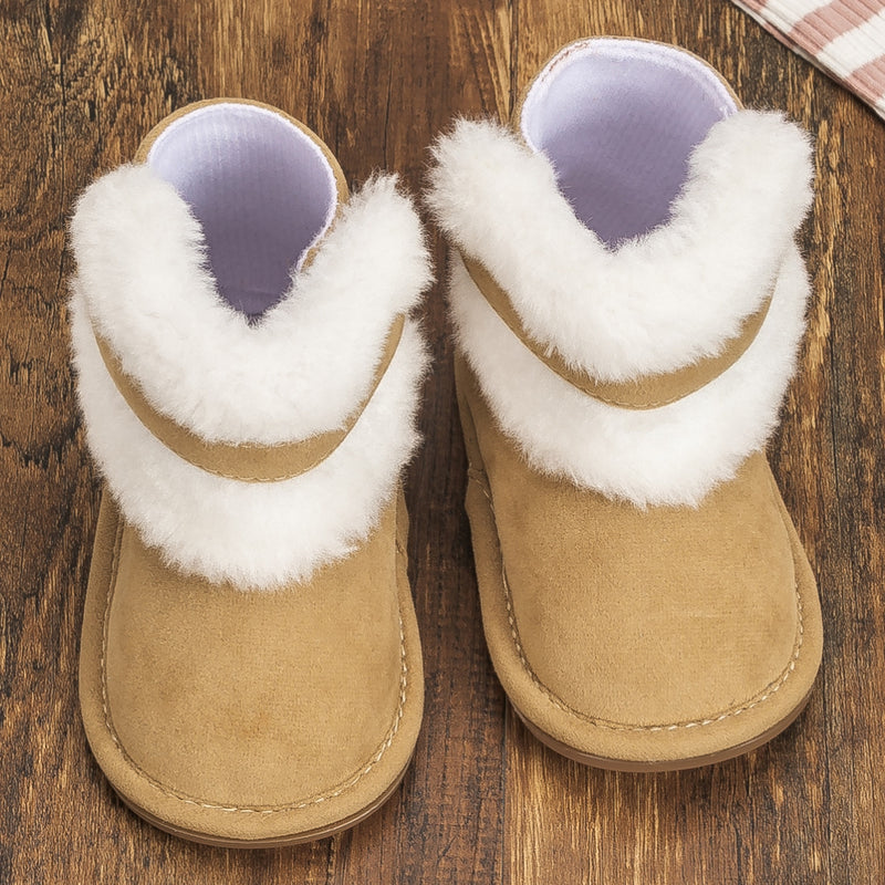 Baby Unisex Suede High Ankle Booties (Brown)-BT5091
