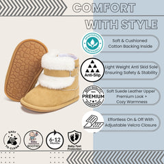 Baby Unisex Suede High Ankle Booties (Brown)-BT5091