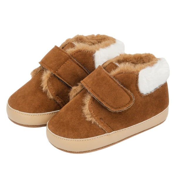 Baby Unisex Suede Velcro Booties (Brown)-BT5092