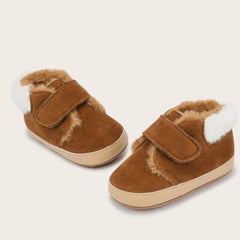 Baby Unisex Suede Velcro Booties (Brown)-BT5092