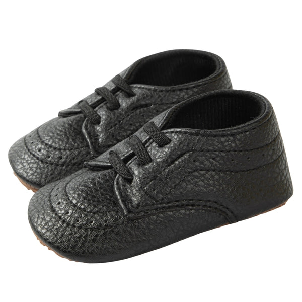 Baby Unisex Synthetic Lace-Up Booties (Black)-BT5094