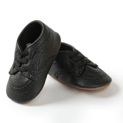 Baby Unisex Synthetic Lace-Up Booties (Black)-BT5094
