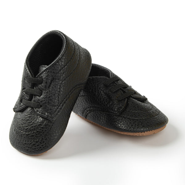 Baby Unisex Synthetic Lace-Up Booties (Black)-BT5094