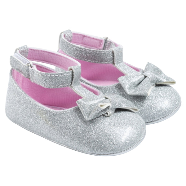 Baby Unisex Synthetic Velcro Booties (Silver)-BT5097