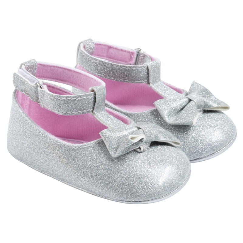 Baby Unisex Synthetic Velcro Booties (Silver)-BT5097