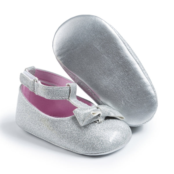 Baby Unisex Synthetic Velcro Booties (Silver)-BT5097