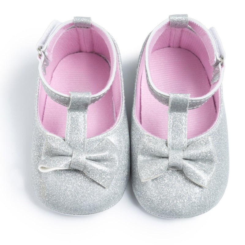 Baby Unisex Synthetic Velcro Booties (Silver)-BT5097