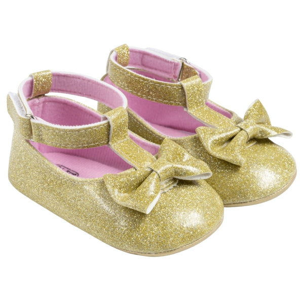 Baby Unisex Synthetic Velcro Booties (Gold)-BT5098
