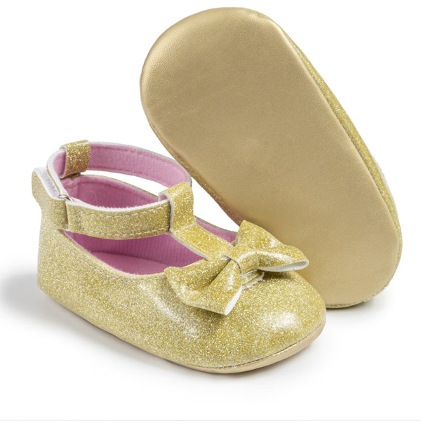 Baby Unisex Synthetic Velcro Booties (Gold)-BT5098