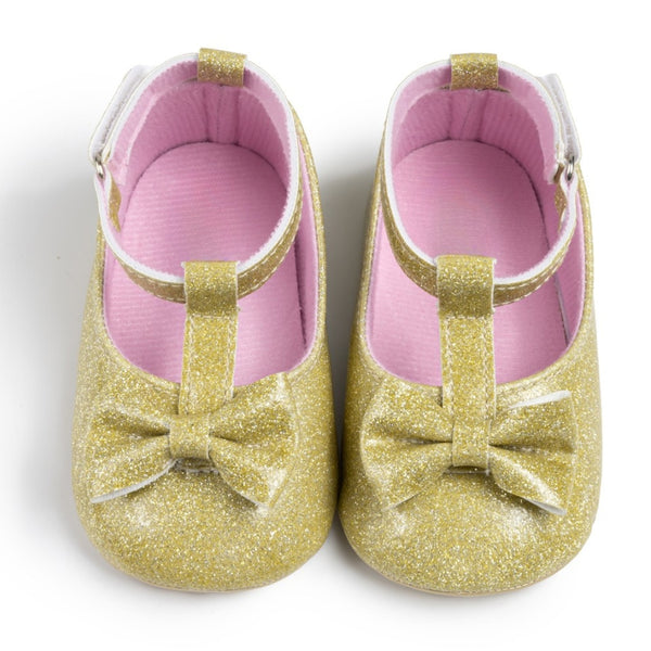 Baby Unisex Synthetic Velcro Booties (Gold)-BT5098