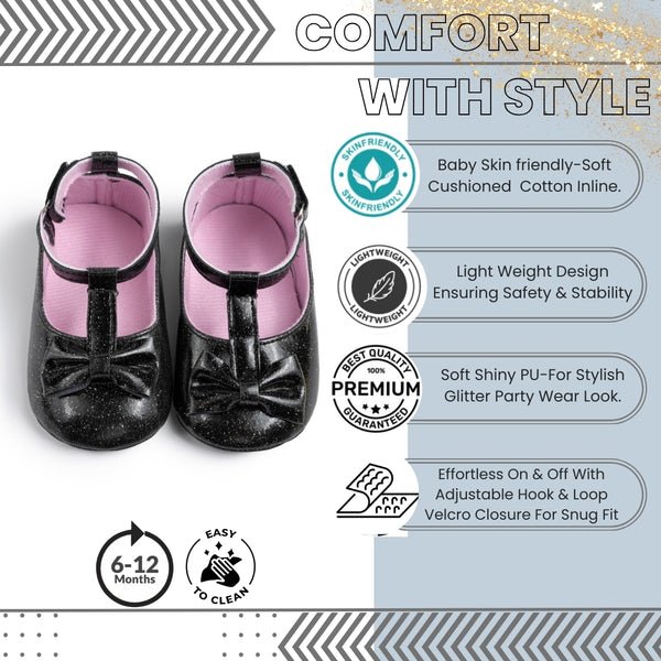 Baby Unisex Synthetic Velcro Booties (Black)-BT5099