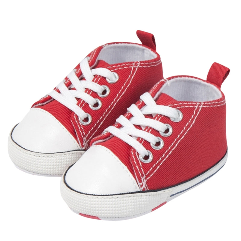 Baby Unisex Canvas Booties (Red,White)-BT5100