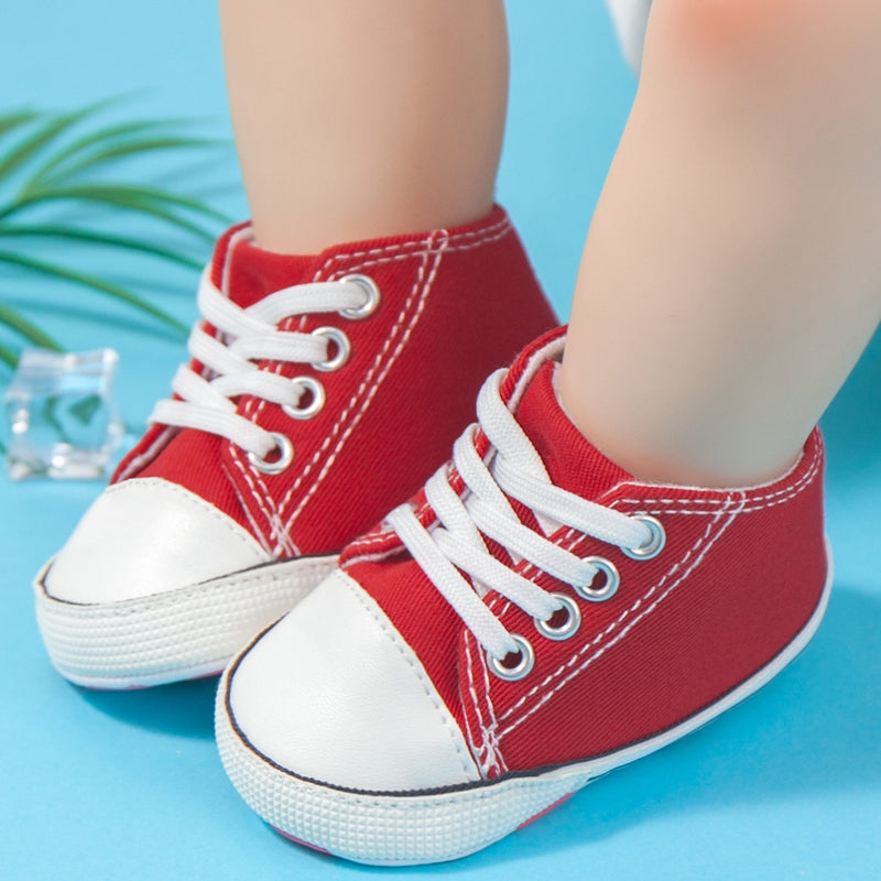 Baby Unisex Canvas Booties (Red,White)-BT5100