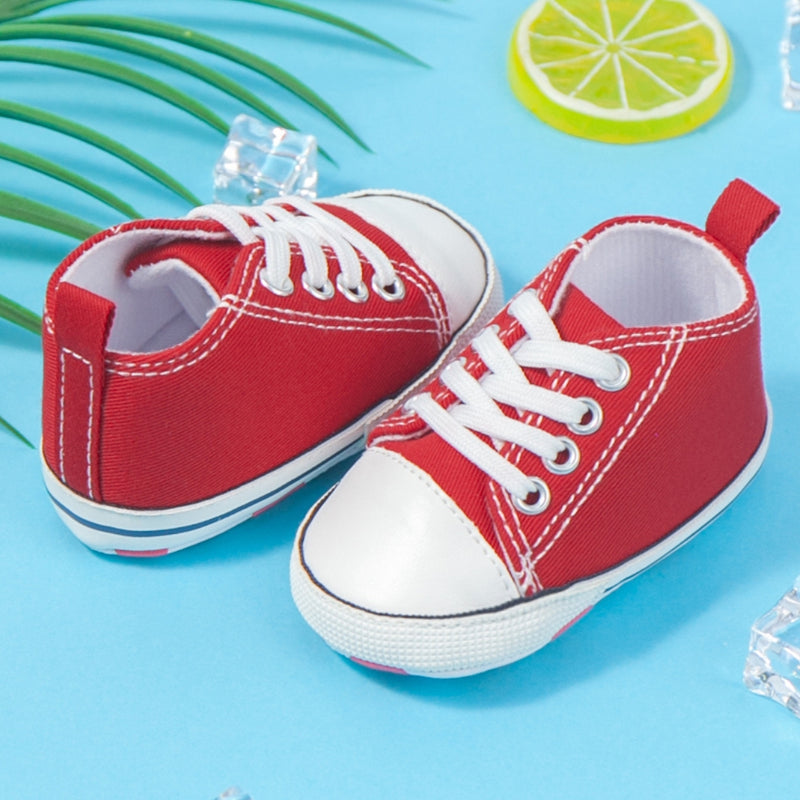 Baby Unisex Canvas Booties (Red,White)-BT5100