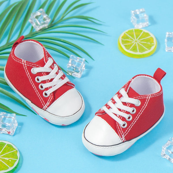 Baby Unisex Canvas Booties (Red,White)-BT5100