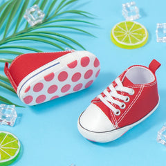 Baby Unisex Canvas Booties (Red,White)-BT5100