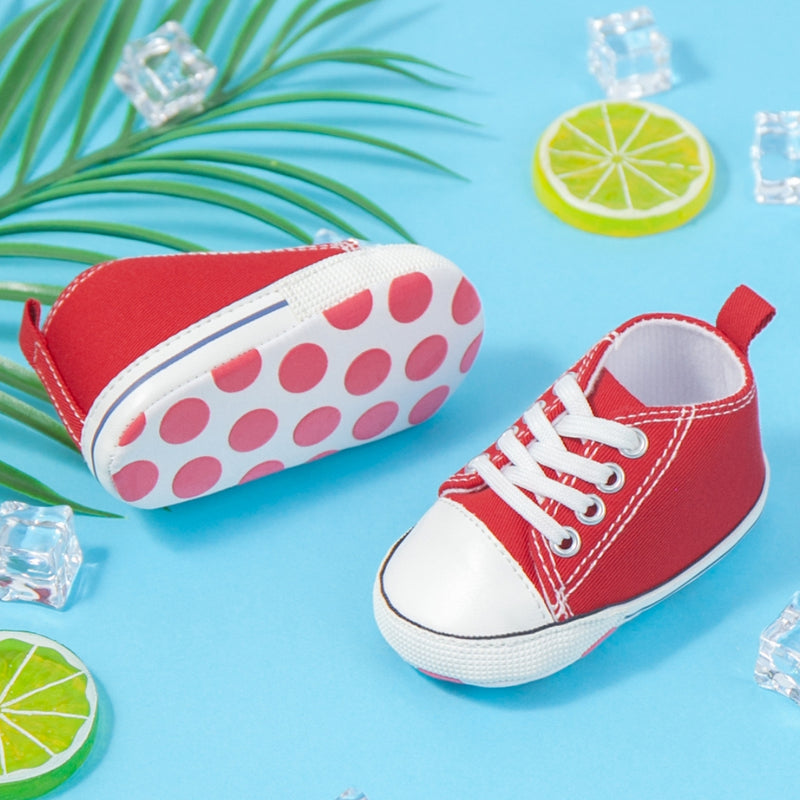 Baby Unisex Canvas Booties (Red,White)-BT5100