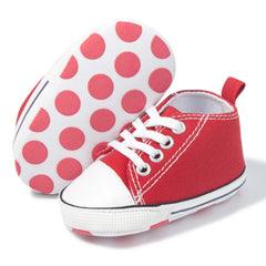 Baby Unisex Canvas Booties (Red,White)-BT5100