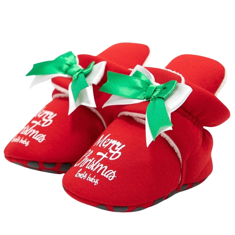 Baby Unisex Cotton Merry Christmas Booties (Red)-BT5101