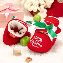 Baby Unisex Cotton Merry Christmas Booties (Red)-BT5101