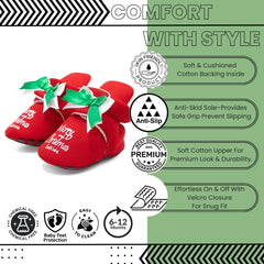 Baby Unisex Cotton Merry Christmas Booties (Red)-BT5101