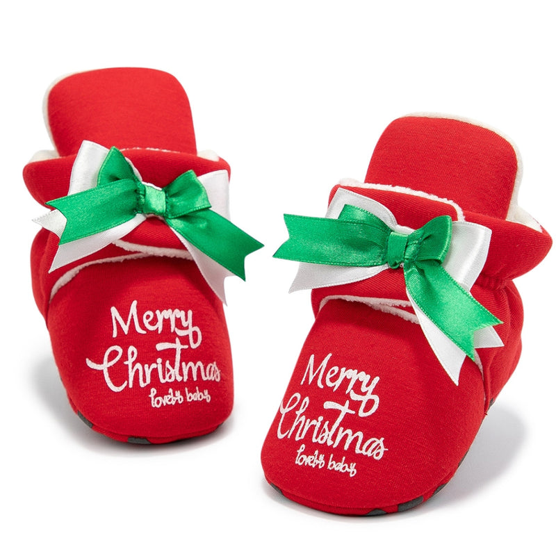 Baby Unisex Cotton Merry Christmas Booties (Red)-BT5101