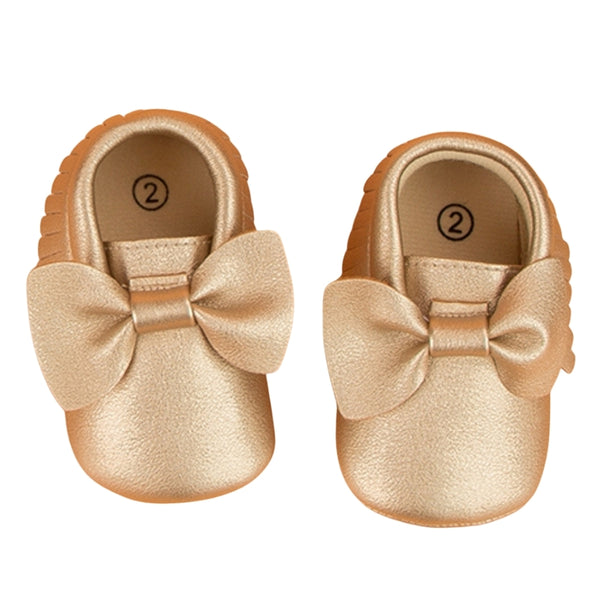 Baby Unisex Bow Shining Shoes Booties (Gold)-BT5104