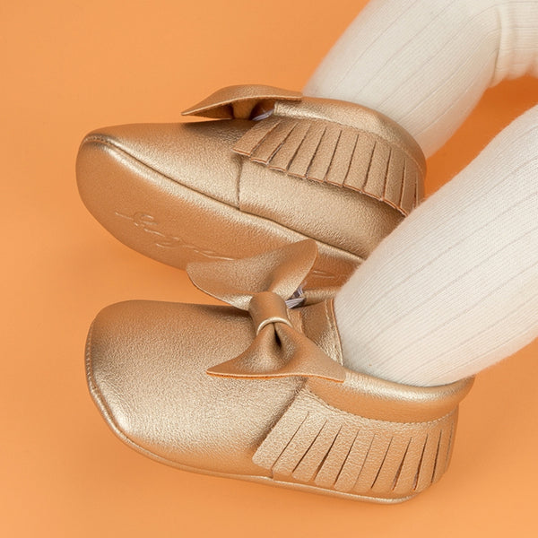 Baby Unisex Bow Shining Shoes Booties (Gold)-BT5104