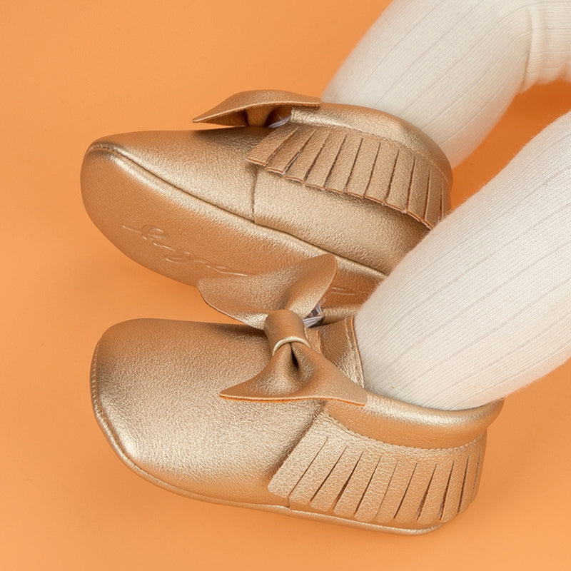Baby Unisex Bow Shining Shoes Booties (Gold)-BT5104