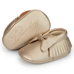 Baby Unisex Bow Shining Shoes Booties (Gold)-BT5104