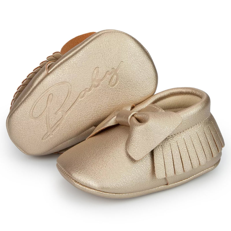 Baby Unisex Bow Shining Shoes Booties (Gold)-BT5104