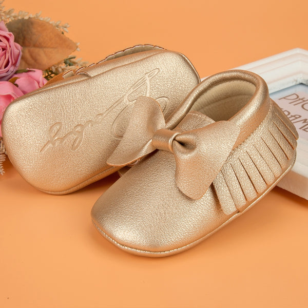 Baby Unisex Bow Shining Shoes Booties (Gold)-BT5104