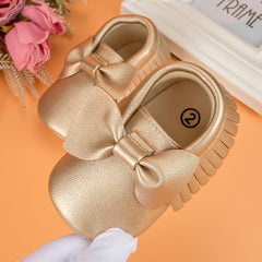 Baby Unisex Bow Shining Shoes Booties (Gold)-BT5104