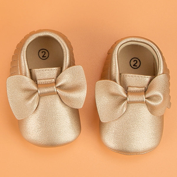 Baby Unisex Bow Shining Shoes Booties (Gold)-BT5104