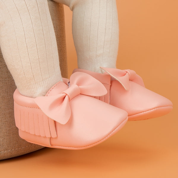 Baby Unisex Bow Shining Shoes Booties (Pink)-BT5105