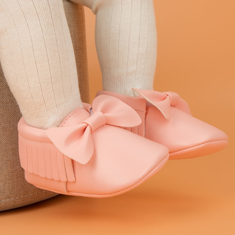 Baby Unisex Bow Shining Shoes Booties (Pink)-BT5105