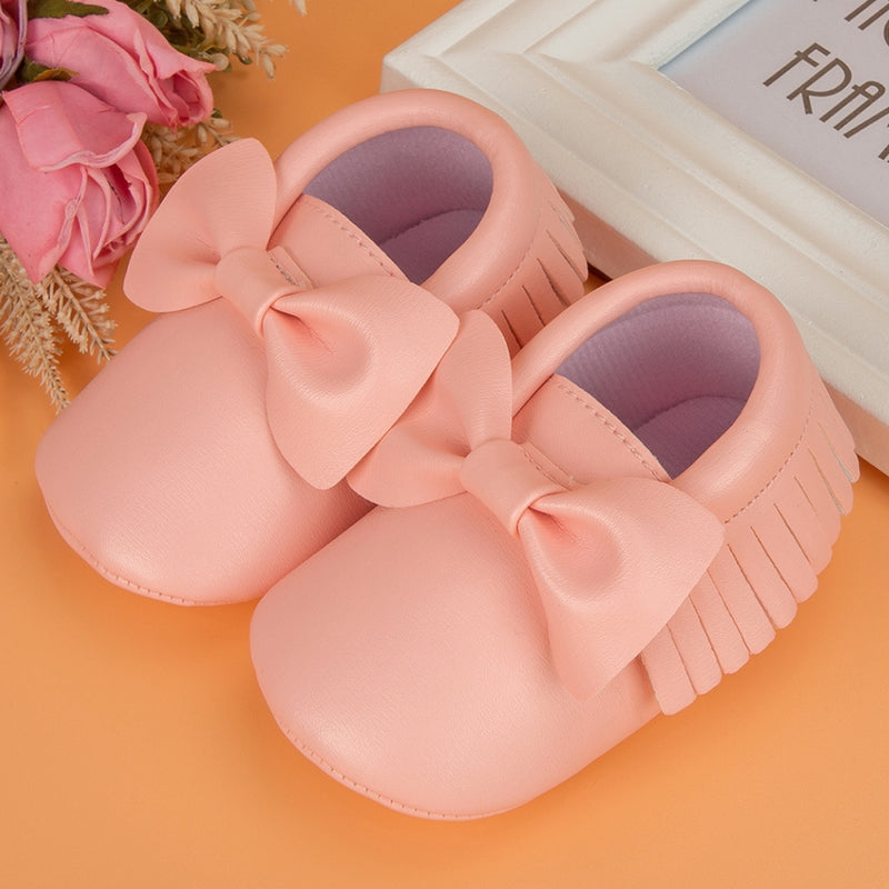 Baby Unisex Bow Shining Shoes Booties (Pink)-BT5105