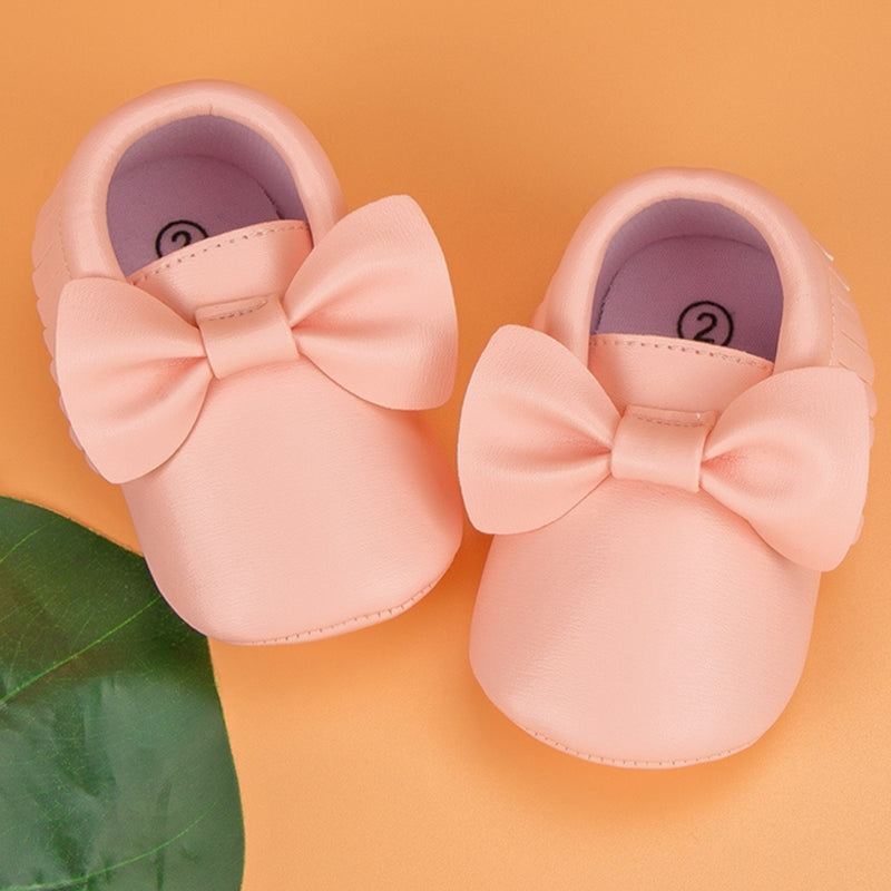 Baby Unisex Bow Shining Shoes Booties (Pink)-BT5105