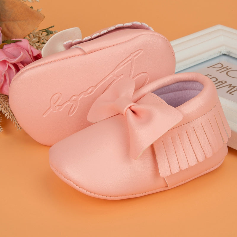 Baby Unisex Bow Shining Shoes Booties (Pink)-BT5105