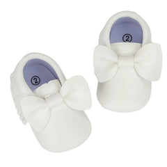 Baby Unisex Bow Shining Shoes Booties (White)-BT5106