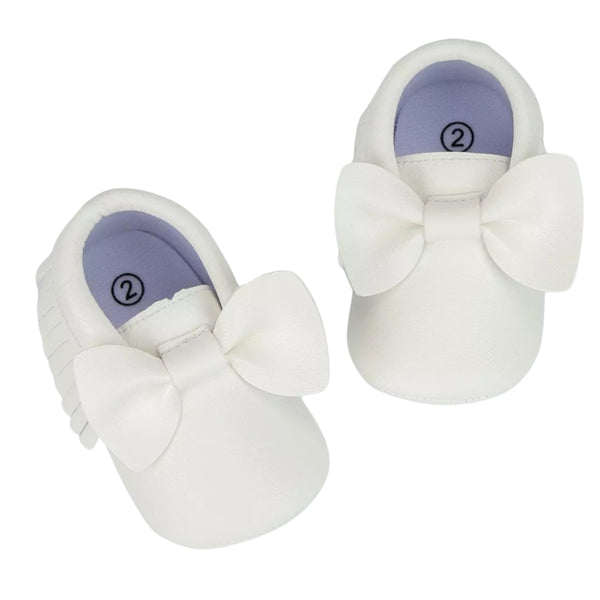 Baby Unisex Bow Shining Shoes Booties (White)-BT5106