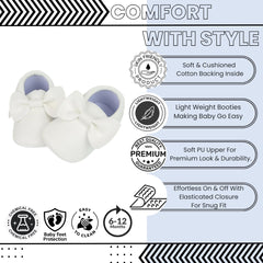 Baby Unisex Bow Shining Shoes Booties (White)-BT5106