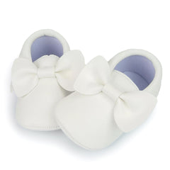 Baby Unisex Bow Shining Shoes Booties (White)-BT5106