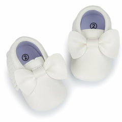 Baby Unisex Bow Shining Shoes Booties (White)-BT5106