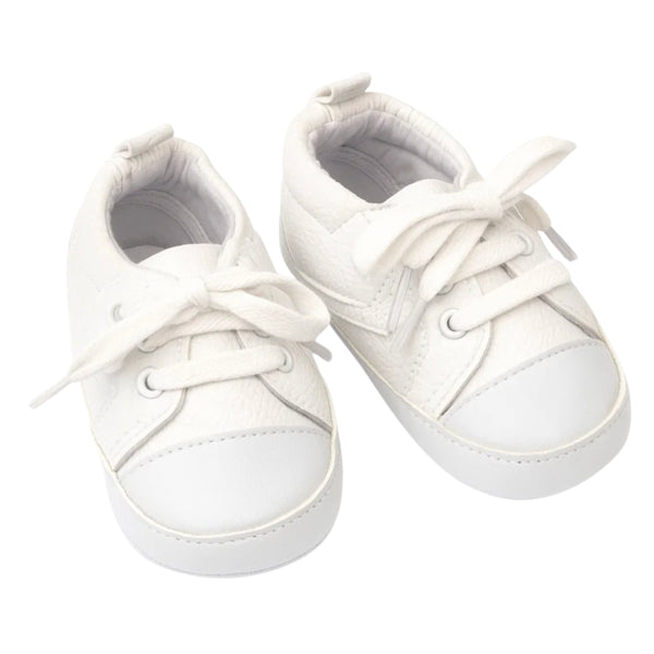 Baby Unisex Canvas Booties (White)-BT5107