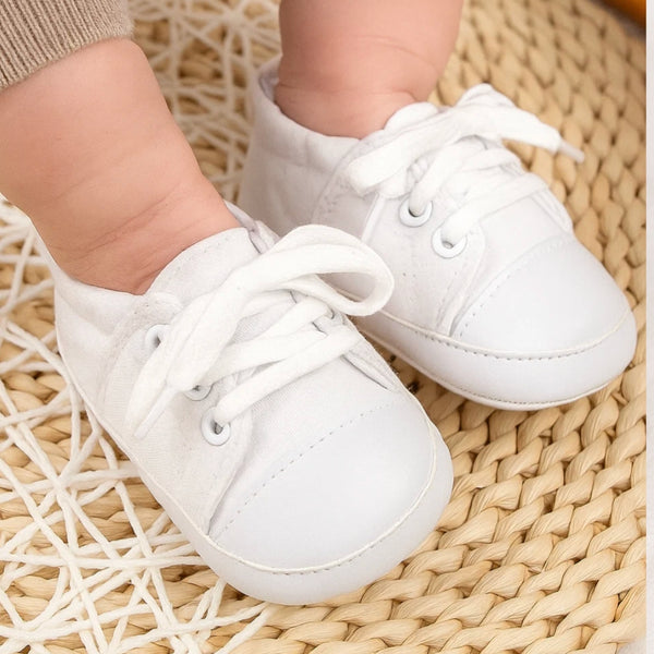 Baby Unisex Canvas Booties (White)-BT5107