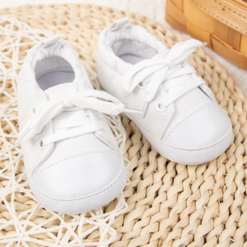 Baby Unisex Canvas Booties (White)-BT5107