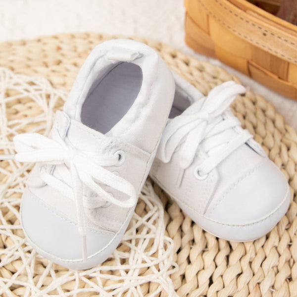 Baby Unisex Canvas Booties (White)-BT5107